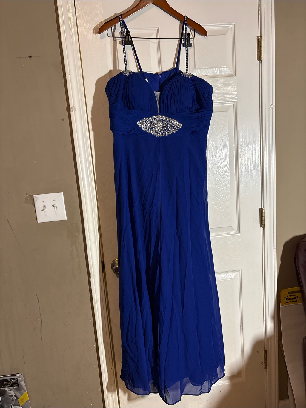 Royal Blue Prom Gown With Beaded Waist Accent
